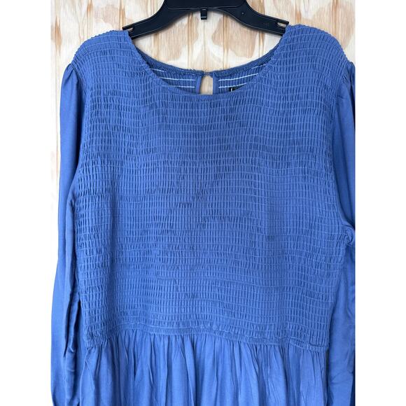 Zesica NWT Tiered Midi Maxi Dress, Size Large, Long Sleeve, Smocked Top, Rayon - Picture 3 of 9